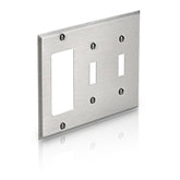 Leviton 84421-40 3-Gang 2-Toggle 1-Decora/GFCI Device, 302 S/S Combination Wallplate